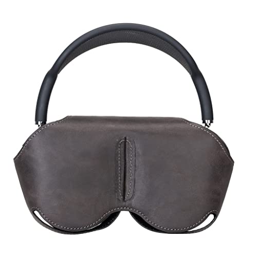 AirPods Max Case, Genuine Leather Handmade, Protective Premium Leather Ear Cup Covers, Soft-Slim Travel Carrying Case, Compatible for AirPods Max (Black) - color: Black