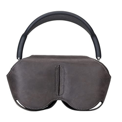 AirPods Max Case, Genuine Leather Handmade, Protective Premium Leather Ear Cup Covers, Soft-Slim Travel Carrying Case, Compatible for AirPods Max (Black) - color: Black