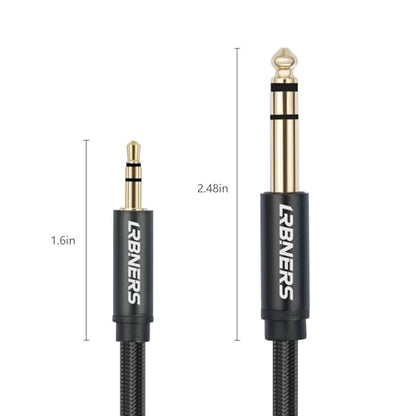 3.3FT 3.5mm Male to 6.35mm Male TRS Stereo Audio Cable, Black Spray-Paint Shell, 1/4 Inch to 1/8 Inch Jack Converter Braided Cable for Headphones, Instruments, Speakers 2-Pack - color: 3.3FT - 2Pack