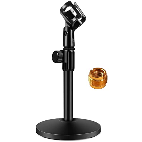 InnoGear Desktop Microphone Stand Holder Mic Stand Desk Mount for Fifine | for Shure Blue Yeti, All-Metal Construction, Weighted Iron Base, Height Adjustable, 3.3lb Weight Capacity