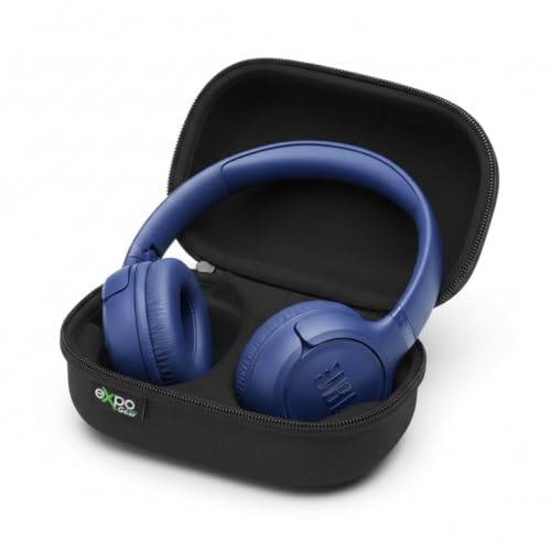 JBL Tune 530BT - Wireless on-Ear Bluetooth 6.0 Headphones with Powerful Pure Bass Sound, 2 beamforming mics for Perfect with Expo Gear Over-Ear Weather-Resistant Protective Hard-Shell - color: Blue