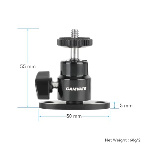 CAMVATE 1/4-20 Mini Ball Head with Ceiling Mount for CCTV & Video(2 Pieces)