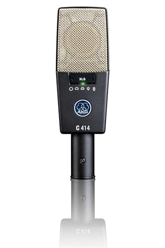 AKG Pro Audio C414 XLS Studio Grade Professional Large Diaphragm Vocal and Instrument Condenser Microphone with Rugged Aluminum Carrying Case. XLR Connector. Gray with Gold - style: C414 XLS Single
