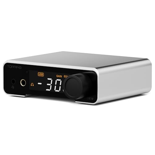 TOPPING DX1 II Gaming DAC Amp Combo, ES9039Q2M USB DAC Amp with 10-Band PEQ DSP, 4.4mm Balanced & 3.5mm Output, 1000mW x2, Optical I/O, UAC1.0 for PS5/Switch, Desktop Audio Decoder (DX1II-Silver)