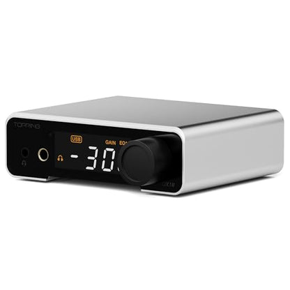 TOPPING DX1 II Gaming DAC Amp Combo, ES9039Q2M USB DAC Amp with 10-Band PEQ DSP, 4.4mm Balanced & 3.5mm Output, 1000mW x2, Optical I/O, UAC1.0 for PS5/Switch, Desktop Audio Decoder (DX1II-Silver)