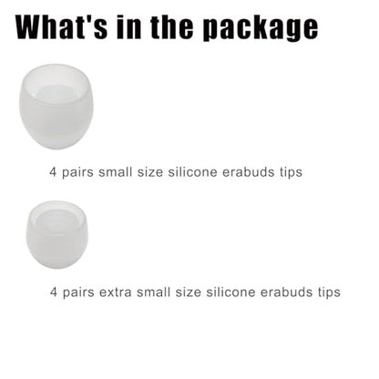 Extra Small Ear Tips for Small Ear Canals – Universal Replacement Tips | 8 Pairs (XS/S) Silicone Earbuds Tips, Noise Isolating, Transparent