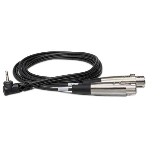 Hosa CYX-402F Microphone Cable - Dual XLR3 Female to Right-angle 3.5mm TRS Male - 2 foot