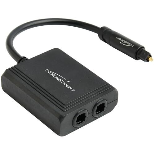 KabelDirekt – Optical Audio Splitter, 1-to-2 – Soundbar | Connects One Source to Two Devices: Soundbar, TV, Hi-Fi System, Amplifier - color: Black, size: 4in