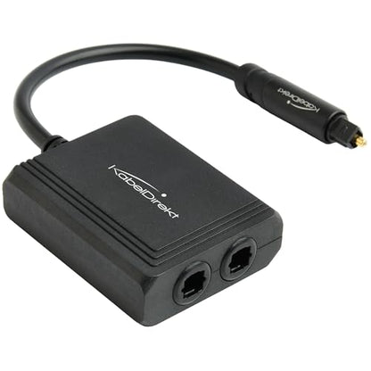 KabelDirekt – Optical Audio Splitter, 1-to-2 – Soundbar | Connects One Source to Two Devices: Soundbar, TV, Hi-Fi System, Amplifier - color: Black, size: 4in