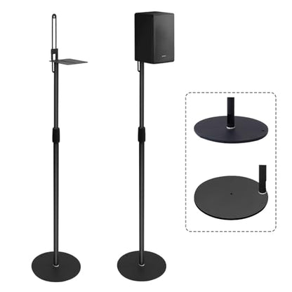 29.5-55.9" Speaker Stands Pair for Surround Sound, 17lbs Capacity | Black Alloy Steel Bookshelf Tall Speaker Stands Compatible with Bose Sony JBL Samsung Polk Yamaha,Cable Management