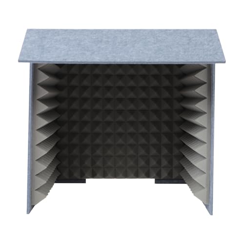 Desktop Soundproof Booth, Microphone Isolation Shield, Recording Studio Booth, Vocal Recording Enclosure, Foldable Acoustic Foam Noise Reduction Box for Podcast, Streaming, Voice Over, Home Studio