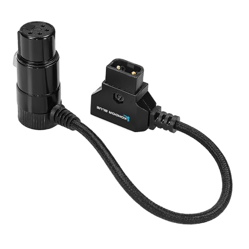 KONDOR BLUE | 6 Inch D-Tap to 4-Pin XLR Female Right-Angle Power Cable | Nylon Braided, Reinforced Connectors, for Canon C400, Blackmagic Design URSA Mini Pro, Sony Venice BURANO F5 F55