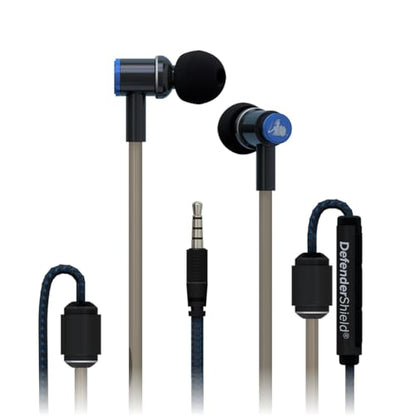 DefenderShield EMF Radiation-Free Earbuds Air Tube Stereo Headphones – Universal Acoustic Headphones Wired Mic & Audio Controls – Secure Fit Wired Earbuds, 3.5mm Jack, Sports Tips & 3 Ear Tip Sizes - style: 3.5mm