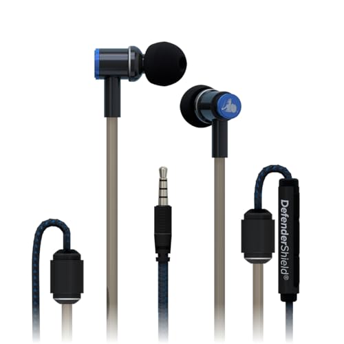 DefenderShield EMF Radiation-Free Earbuds Air Tube Stereo Headphones – Universal Acoustic Headphones Wired Mic & Audio Controls – Secure Fit Wired Earbuds, 3.5mm Jack, Sports Tips & 3 Ear Tip Sizes - style: 3.5mm