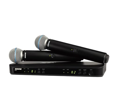 Shure BLX288/B58 Dual-Channel Wireless Audio System H9 Band (512–542 MHz) – BLX88 Receiver, (2) BLX2 Transmitters with Beta 58A Mic, Up to 14 Hr Battery, 300 ft Range | BLX88 Receiver, (2) BLX2 Transmitters with Beta 58A Mic, Up to 14 Hr Battery, 300 ft R