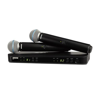 Shure BLX288/B58 Dual-Channel Wireless Audio System H9 Band (512–542 MHz) – BLX88 Receiver, (2) BLX2 Transmitters with Beta 58A Mic, Up to 14 Hr Battery, 300 ft Range | BLX88 Receiver, (2) BLX2 Transmitters with Beta 58A Mic, Up to 14 Hr Battery, 300 ft R