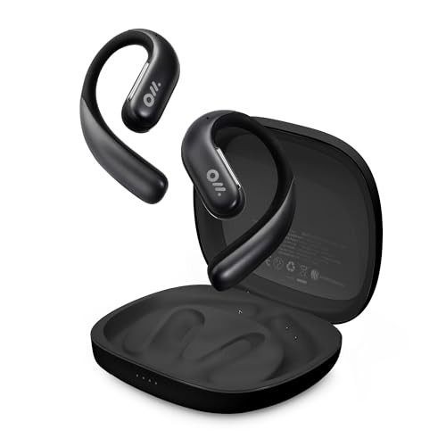 Oladance OWS Pro Open-Ear True Wireless Headphones, 16-Hour Playtime | Bluetooth 5.3, Dual-Device Connectivity, Amplifier Chip, Virtual Bass, Liquid Silicone, Titanium Frame, Comfortable Fit - color: Black