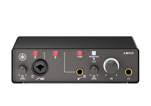 Yamaha 2-in/2-out USB-C Audio Interface with 24-bit/192kHz Support, 1 Combo/1 TRS inputs, Direct Monitoring, Loopback, and Steinberg Software Suite, Black UR12MK3 B - color: Black, style: UR12MK3