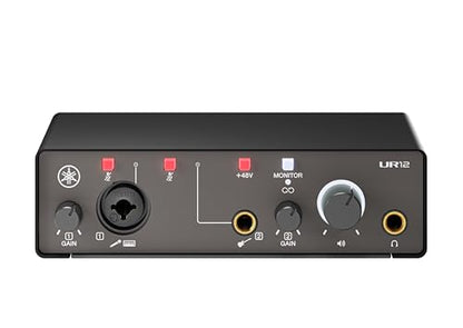 Yamaha 2-in/2-out USB-C Audio Interface with 24-bit/192kHz Support, 1 Combo/1 TRS inputs, Direct Monitoring, Loopback, and Steinberg Software Suite, Black UR12MK3 B - color: Black, style: UR12MK3
