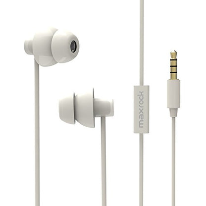 MAXROCK Unique Total Soft Silicon Sleeping Headphones Earplugs Earbuds with Mic for Cellphones, Tablets and 3.5 mm Jack Plug (White) - color: White