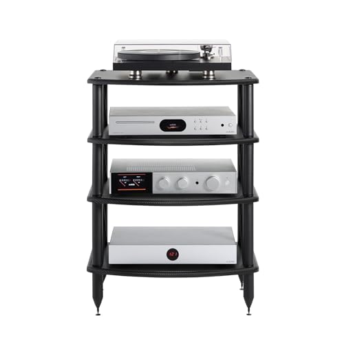 Pangea Audio Vulcan X Four Shelf Audio Rack Media Stand, and Components Cabinet Carbon Fiber Vinyl - color: Carbon Fiber Vinyl