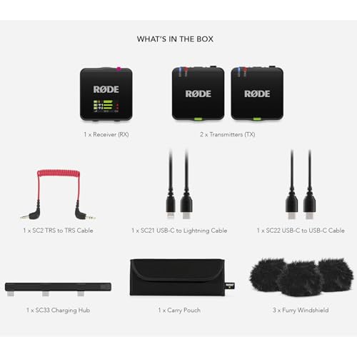 Rode Wireless GO III Dual-Channel Wireless Microphone System with 2X Rode Lavalier GO Professional Wearable Microphone