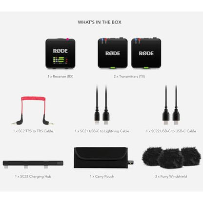 Rode Wireless GO III Dual-Channel Wireless Microphone System with 2X Rode Lavalier GO Professional Wearable Microphone