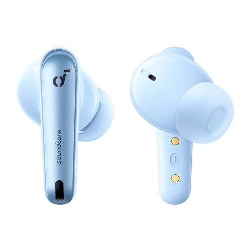 soundcore by Anker Liberty 4 NC Wireless Earbuds | 98.5% Noise Reduction, Adaptive Noise Cancelling to Environment, Hi-Res Sound, 50H Battery, Wireless Charging, Bluetooth 5.3 - color: Light Blue