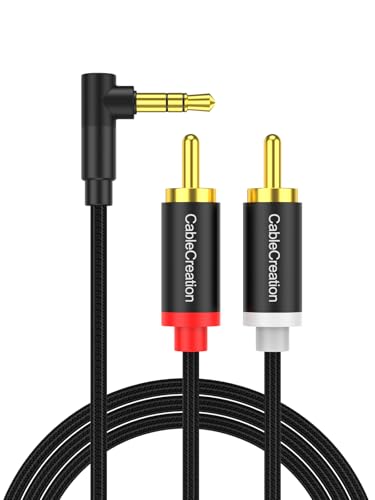 CableCreation 3.5mm to RCA Cable 3.3FT,Angle 3.5mm to 2RCA Audio Y Splitter | HiFi Sound, RCA to Aux Stereo Splitter for Smartphones, MP3, Tablets, Speakers, Echo Dot, Home Theater, HDTV, 1M - color: Black, size: 3.3FT