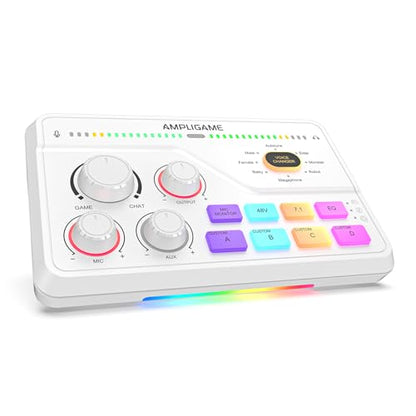 FIFINE SC8W Gaming Audio Mixer for Streaming with 7.1ch Surround sound