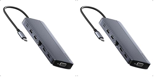 Anker Laptop Docking Station, 14 in 1 USB C Hub, Triple Display with 2 x 4K HDMI, 1080p VGA, 80W Power Delivery, 5Gbps USB-A/C Data Ports for Dell XPS and More (Charger not Included) (Pack of 2) - size: 14 in 1 USB C Hub (Pack of 2)