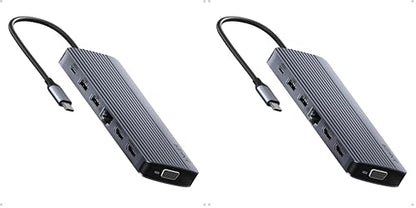 Anker Laptop Docking Station, 14 in 1 USB C Hub, Triple Display with 2 x 4K HDMI, 1080p VGA, 80W Power Delivery, 5Gbps USB-A/C Data Ports for Dell XPS and More (Charger not Included) (Pack of 2) - size: 14 in 1 USB C Hub (Pack of 2)