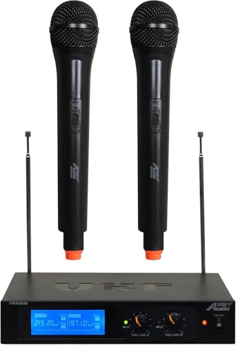 AUDIO 2000'S AWM6026V Dual Channel VHF Wireless System with Two Handheld Wireless Microphones and One 2-Channel Wireless Receiver