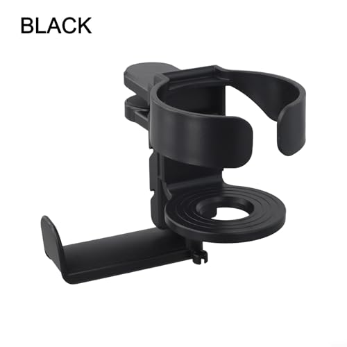 Under Desk Organizer Cup Holder and Headphone Hanger 2 in 1 Adjustable Clamp for a Cleaner Workspace (Black) - color: Black