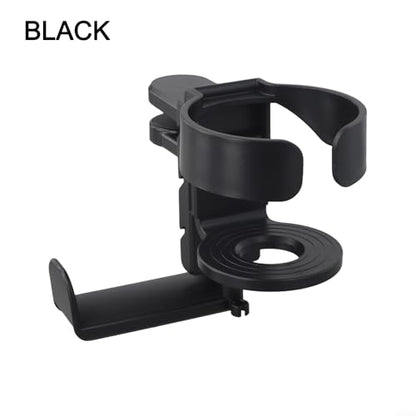 Under Desk Organizer Cup Holder and Headphone Hanger 2 in 1 Adjustable Clamp for a Cleaner Workspace (Black) - color: Black