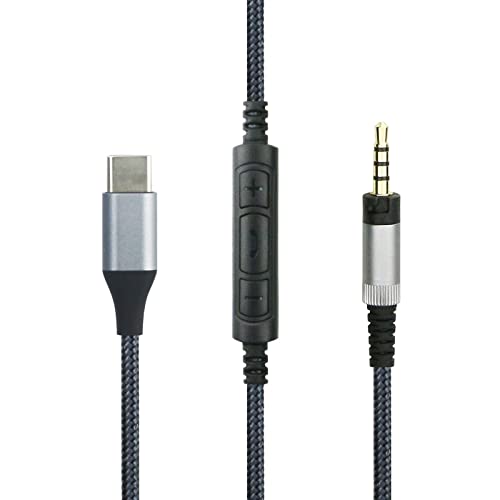 NewFantasia USB C Audio Cable Compatible with Sennheiser HD400S HD4.40 HD4.40BT HD4.50 HD4.50BTNC Headphone, Remote Volume Mic Compatible with iPhone 17/ Air /16/15/iPad