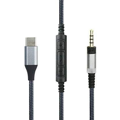 NewFantasia USB C Audio Cable Compatible with Sennheiser HD400S HD4.40 HD4.40BT HD4.50 HD4.50BTNC Headphone, Remote Volume Mic Compatible with iPhone 17/ Air /16/15/iPad