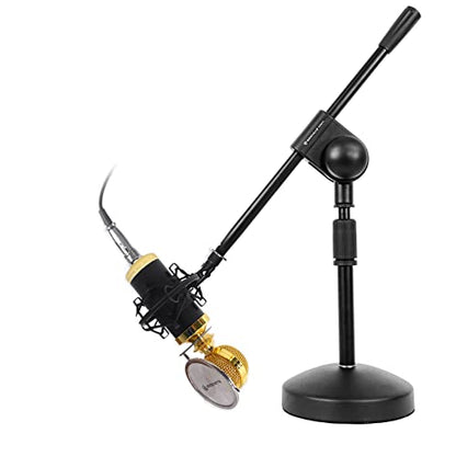 Rockville RCM02 XLR Studio Condenser Microphone with RDMS70 Boom Stand | 48V Cardioid, 30Hz-20kHz, 126dB Max SPL, Metal Shock Mount, 2 10' Copper Cables, RDMS70 Weighted Desktop Boom Stand, 2-Items