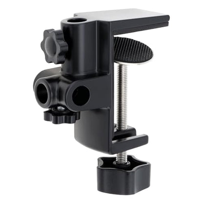 RTNLIT Desk Lamp Clamp, 0.49in/12.5mm 4 Hole Metal Table Mounting Clamp | Universal C Clamp for Magnifying Light/Microphone/Boom Scissor Arm, Fits up to 2-1/2 inches Desktop Thickness - color: Black