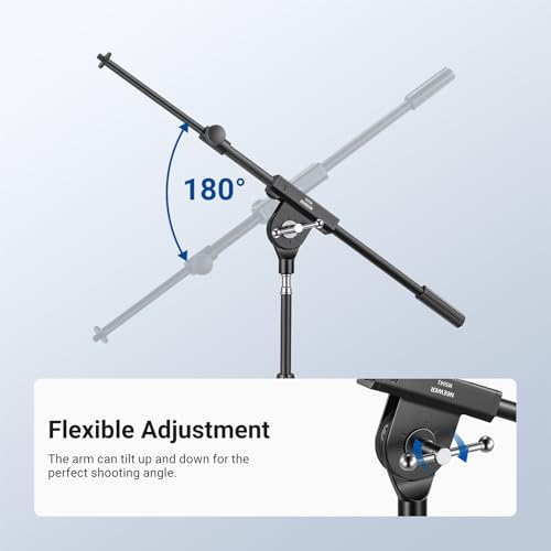 NEEWER Microphone Boom Arm for Mic Stand, Aluminum Compact Lightweight Portable Telescopic Extension Pole, 1/4" Screw & 3/8" Spigot for Universal Mics Adapter Mount Accessories, Max Load 3.3 lb, MS041 - style: MS041