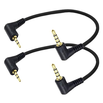 2.5mm to 3.5mm Auxiliary Audio Cable 2Pack 90 Degree Right Angle 3.5mm 4 Pole Male to 2.5mm 3 Pole Male Headset Stereo Audio Aux Extender Stereo Jack Cord Gold-Plated Connectors 8inch