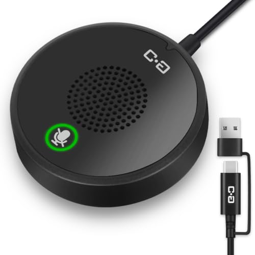 USB Conference Microphone for PC & Mobile Device, AI Noise Reduction | Plug-n-Play, One-Touch Mute, Omnidirectional Condenser Mic, for Video Conference/Online Class/Streaming/Zoom/Skype/Teams