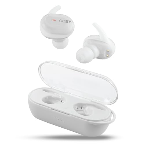 Coby TruFit Lightweight True Wireless Earbuds with Charging Case - Bluetooth 5.3 Music Controls, Call Functions, 16 Hour Battery Life for iPhone 13/12 / 11 / SE/X / 8/7 and Android (White) - color: White, size: 1