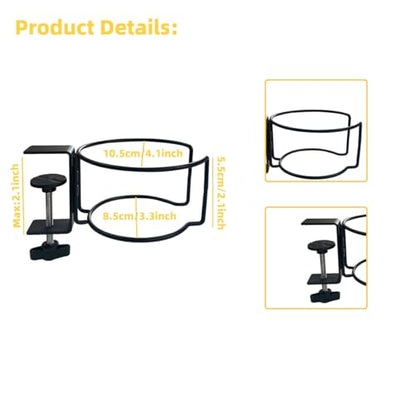Desk Cup Holder,Mug Hooks Compatible with Most Cups & Bottles | Anti-Spill Clip-On Cup Holder Clamp for Office,Home,Gaming Desk&Lawn Chair - size: Stylish
