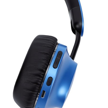 Wireless Headphones Over Ear, with Brushed Metal Design (Blue) | Over The Ear Headset with Foldable, Stereo Breathing Light, 16H Playtime for Travel Home Office Cellphone PC - color: Blue
