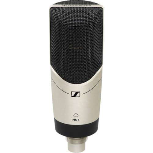 Sennheiser MK 4 Set Large-Diaphragm Cardioid Condenser Microphone with MKS4 Shockmount Bundle with XLR Cable + Pop Filter + Cleaning Cloth (5 Items)