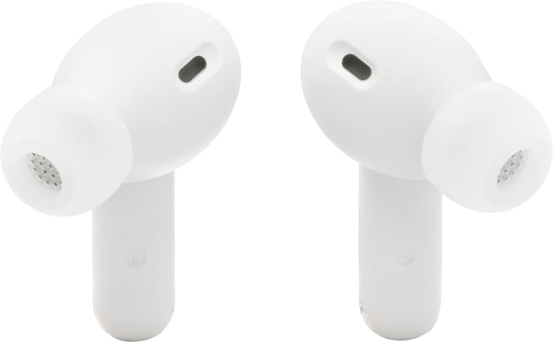 JBL Vibe Beam 2 True Wireless Noise Cancelling Earbuds Pure Bass Sound, Smart Ambient, 4 Mics, 40H Battery, IP54 Water Resistant (White) with Expo Gear Weather-Resistant Hard-Shell Case - color: White