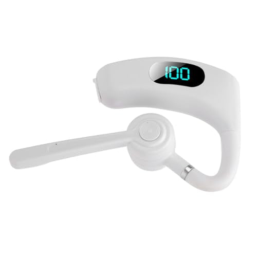 VBESTLIFE Bluetooth Headset, Bluetooth Earpiece, Noise Reduction Single Ear Earphones for Cell Phone, Laptop, Driver Trucker (White) - color: White