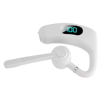 VBESTLIFE Bluetooth Headset, Bluetooth Earpiece, Noise Reduction Single Ear Earphones for Cell Phone, Laptop, Driver Trucker (White) - color: White