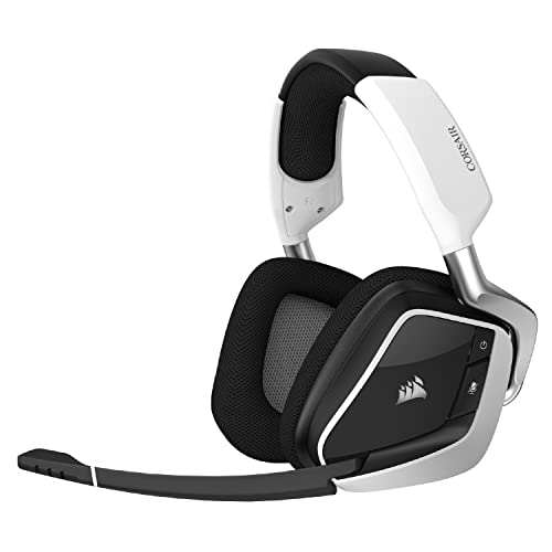 Corsair Void RGB Elite Wireless Gaming Headset – 7.1 Surround Sound – Omni-Directional Microphone – Microfiber Mesh Earpads – Up to 40ft Range – iCUE Compatible – PC, Mac, PS5, PS4 – White - color: White, style: RGB Wireless